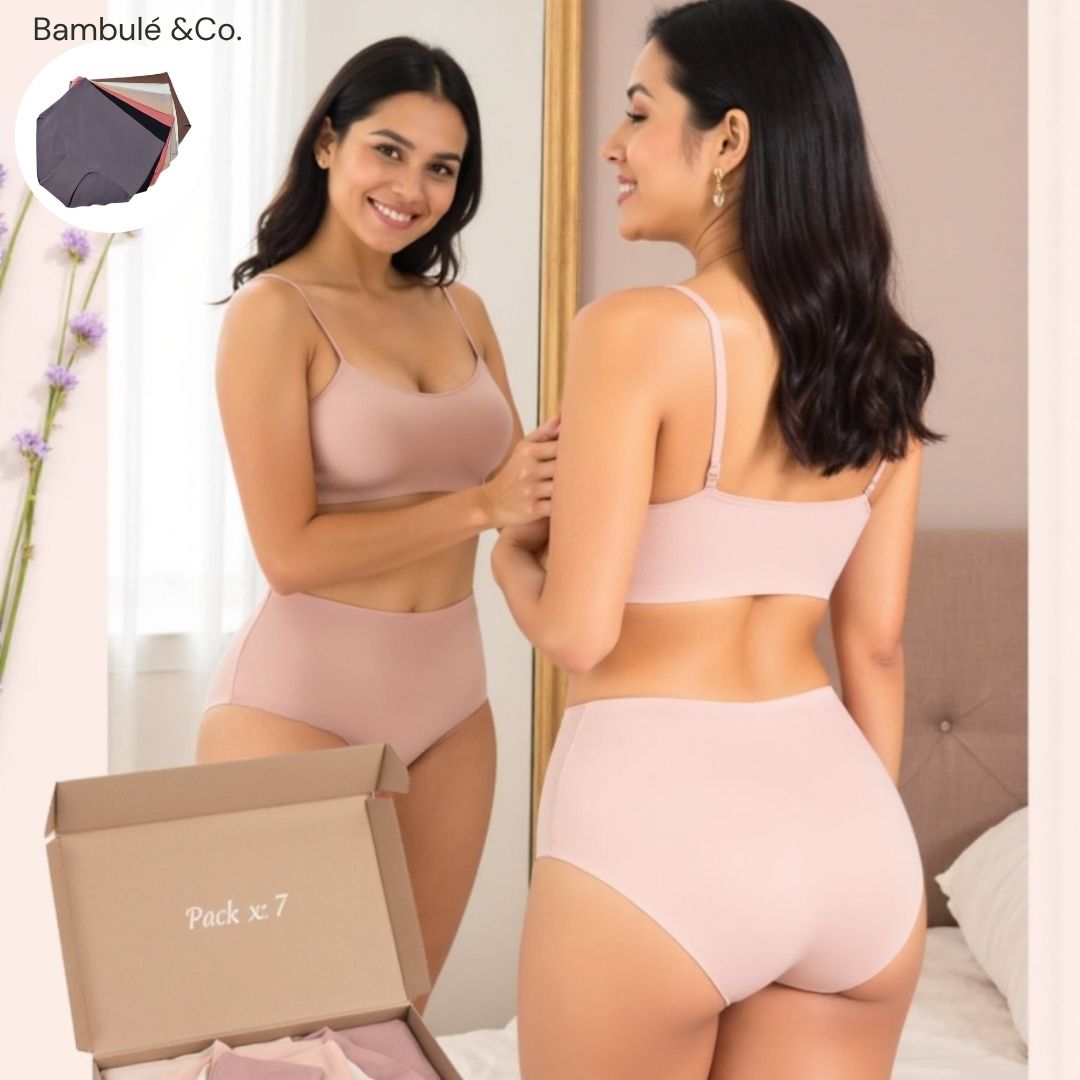 1 pack de 7 unidades - Panties clásicos costuras invisibles, tiro alto