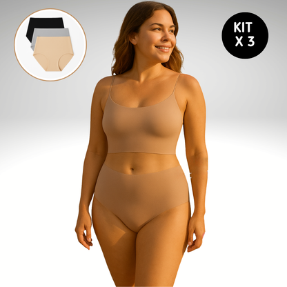 Ref 347. Paquete x 3 panty tiro alto invisible