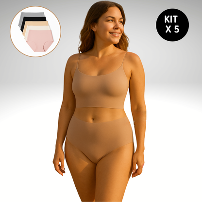 Ref 347. Paquete x 5 panty tiro alto invisible