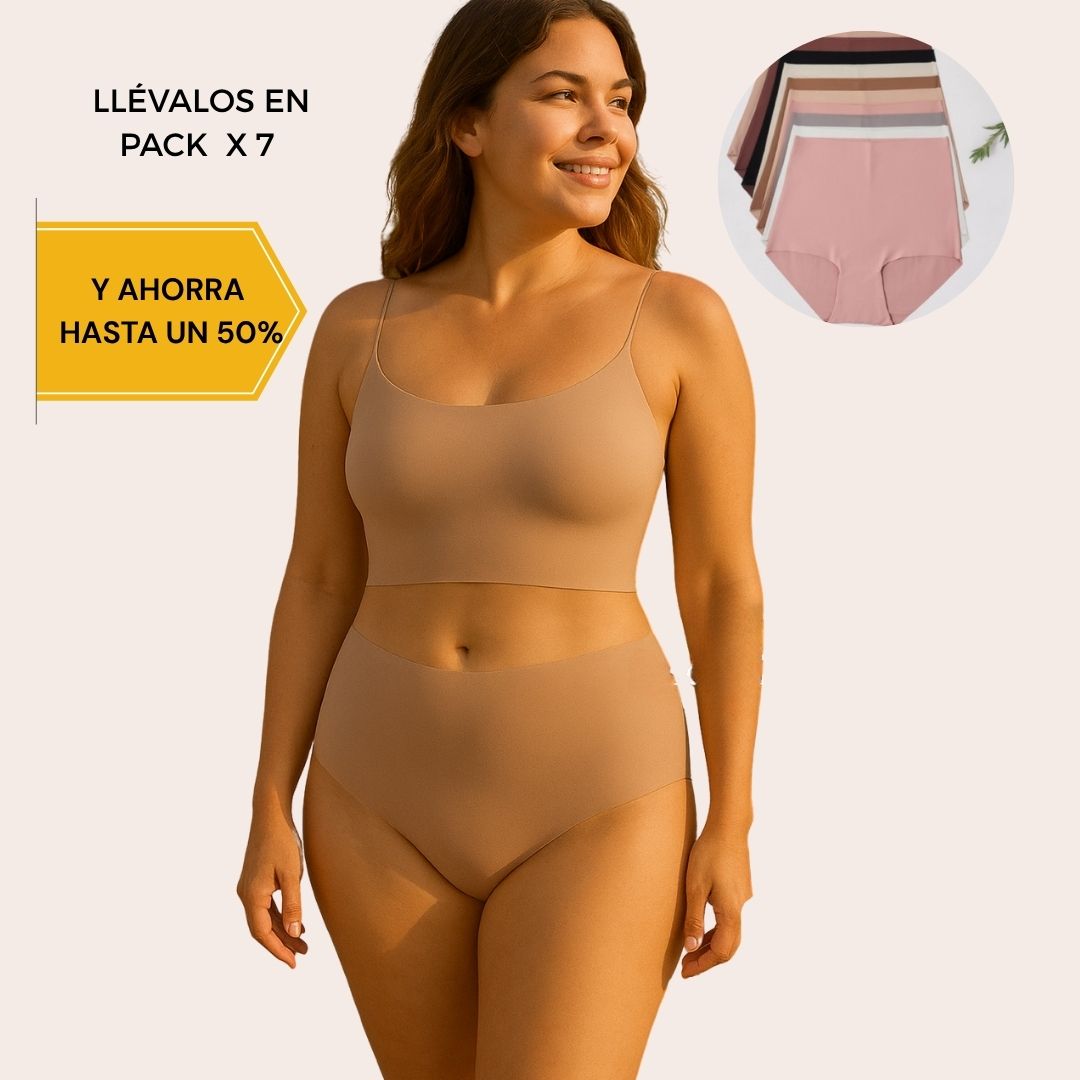 1 pack de 7 unidades - Panties clásicos costuras invisibles, tiro alto