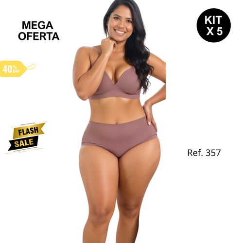 Ref 347. Paquete x 5 panty tiro alto invisible