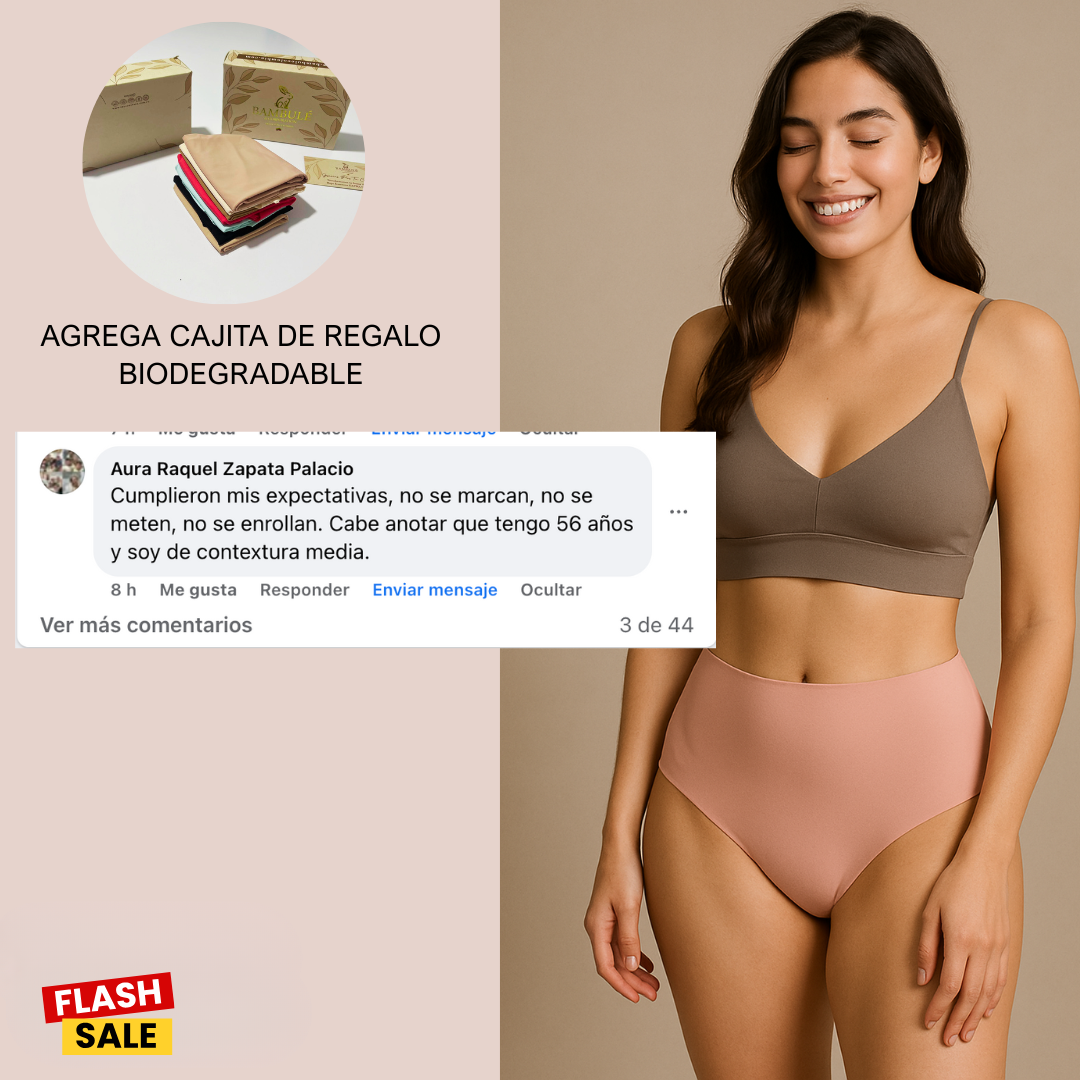 Ref 347. Paquete x 3 panty tiro alto invisible