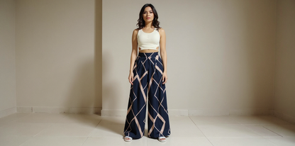 Ref 1418. Pantalón pierna ancha, cintura alta ultra fresco